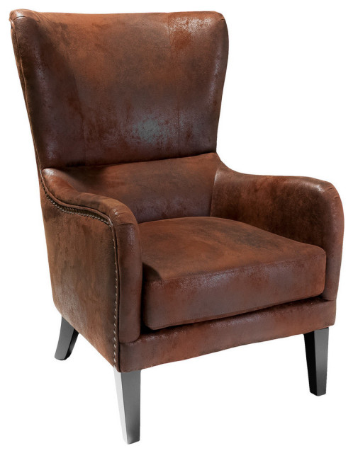 Gdf Studio Clarkson Wingback Arm Chair, Leather Side Chairs With Arms