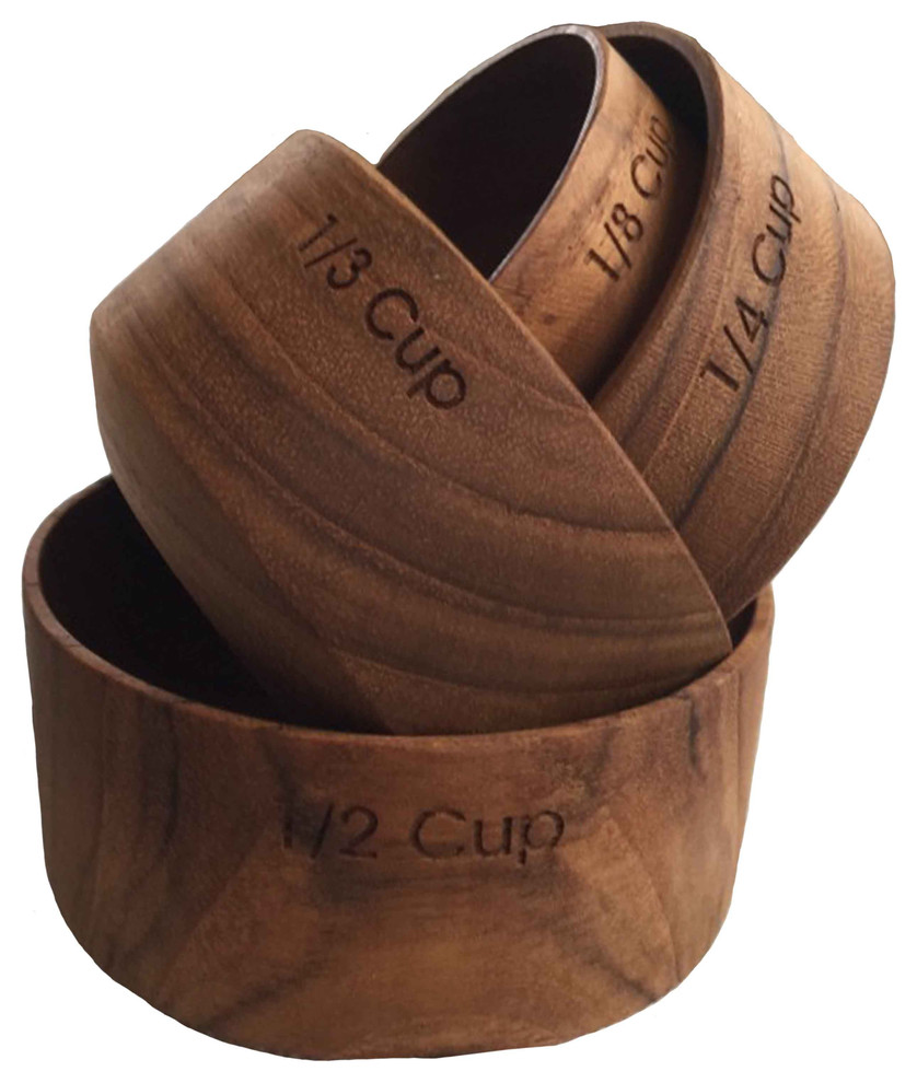 Teak Wood Measuring Cups Nesting Set