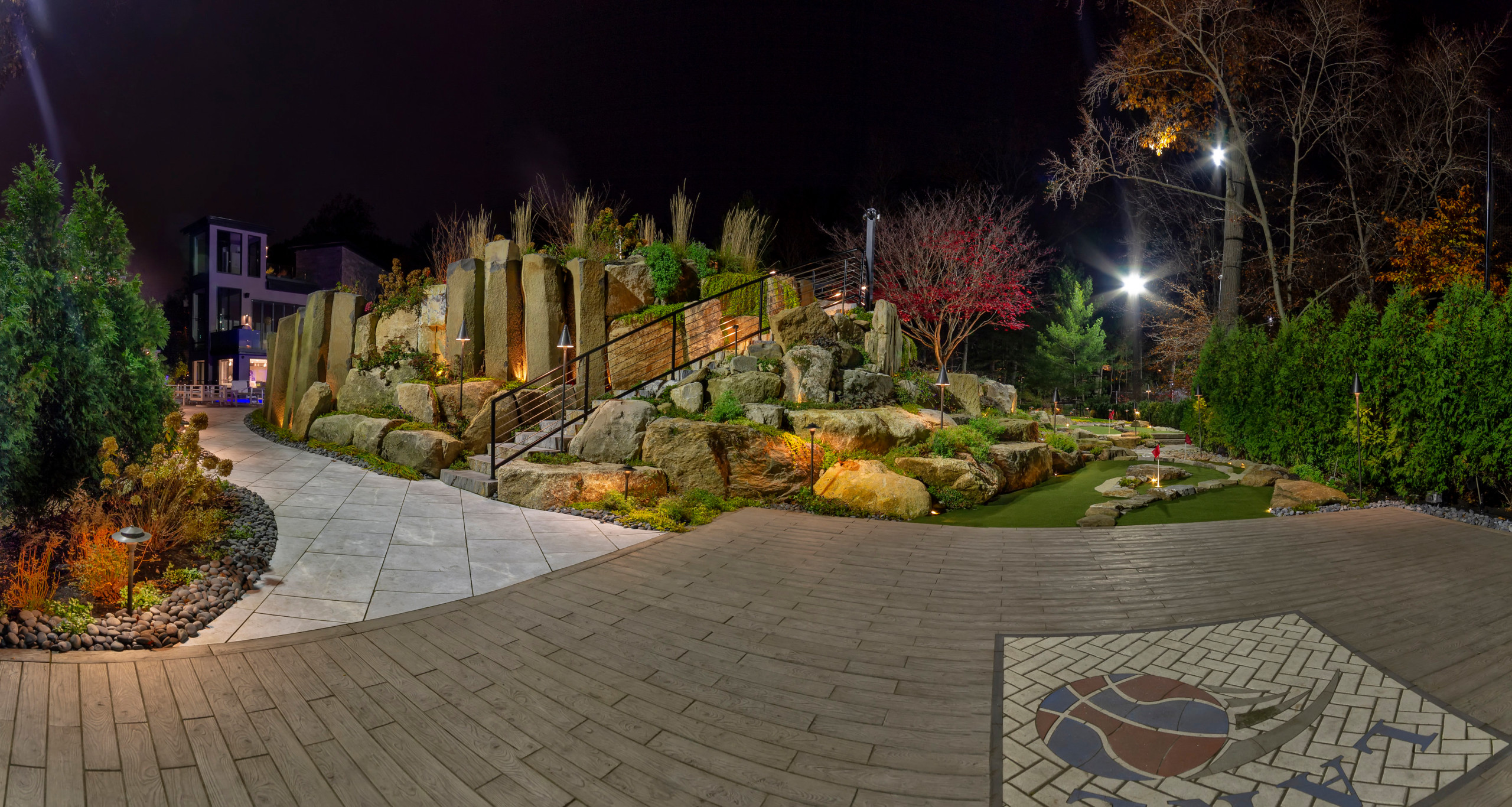 Backyard patio and lighting