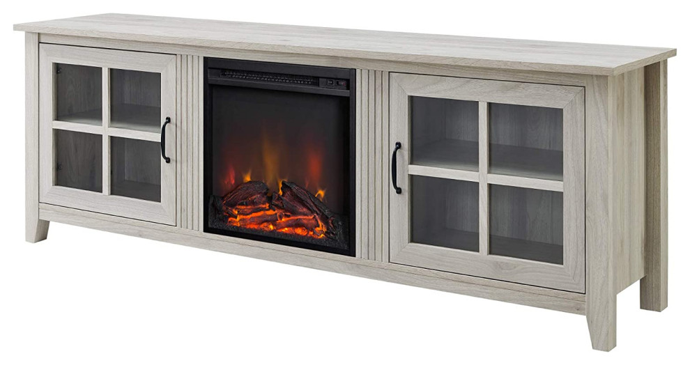 Unique TV Stand, Glass Doors & Inner Shelf Contemporary