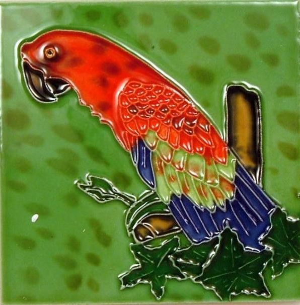 Tropical Scarlet Macaw Parrot 4x4 Inches Ceramic Tile Blue Tail