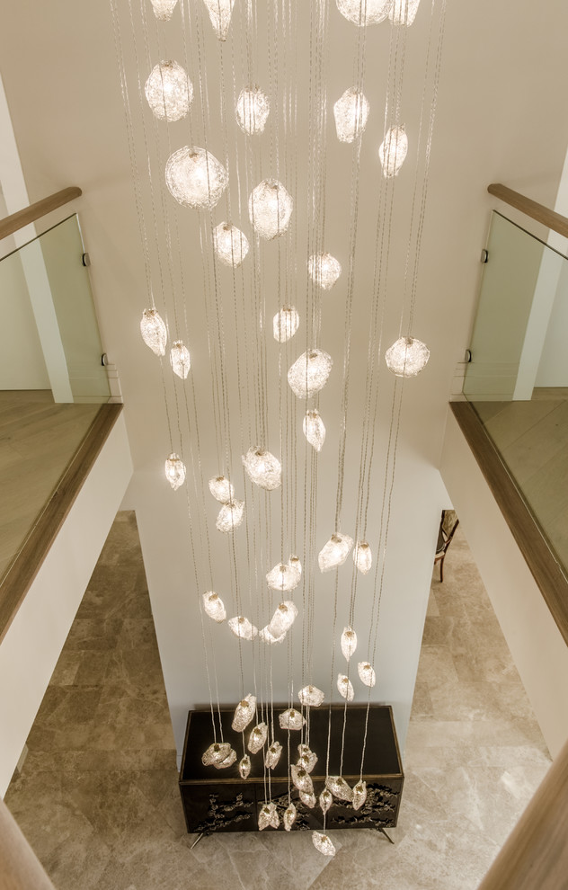 Custom N Glass Foyer Chandelier, Contemporary Foyer Light Fixtures