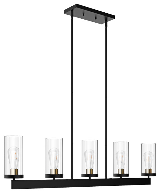 Modern Black 5Light Glass Style Kitchen Island Pendant Light