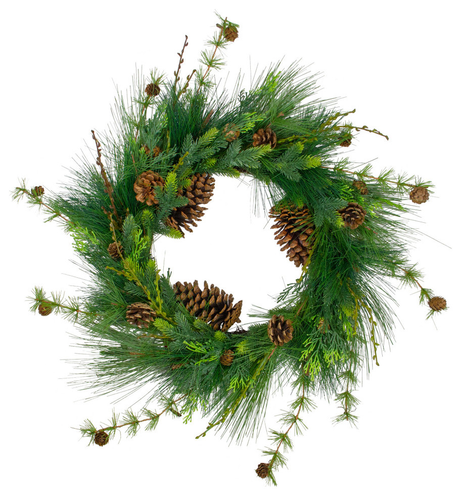 Long Needle and Pine Cones Artificial Christmas Wreath, 28