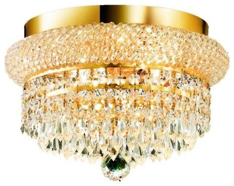 Elegant Lighting 1802F12G Primo 4-Light 1 Tier Flush Mount Crystal Chandelier