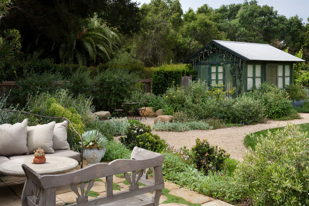 Inspiration for a mid-sized mediterranean detached shed and granny flat in Santa Barbara.