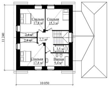 Двухэтажный жилой дом с мансардой