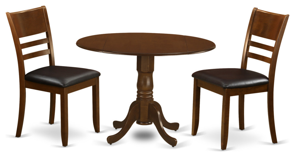 East West Furniture Dublin Wood 3Piece Dining Set With Espresso DLLY3