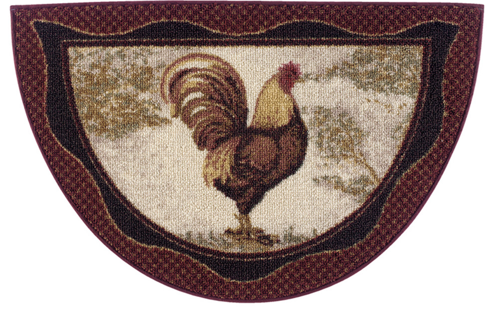 Cozy Cabin Rustic Lodge Kitchen Accent Rug, 19"x31" Half Moon Rustic