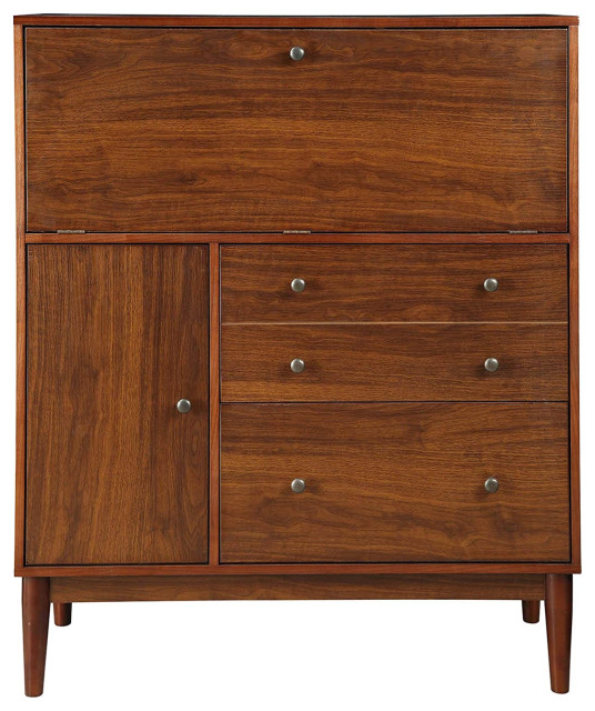 Two Drawers Wooden Office Armoire with Drop Down Door Storage and