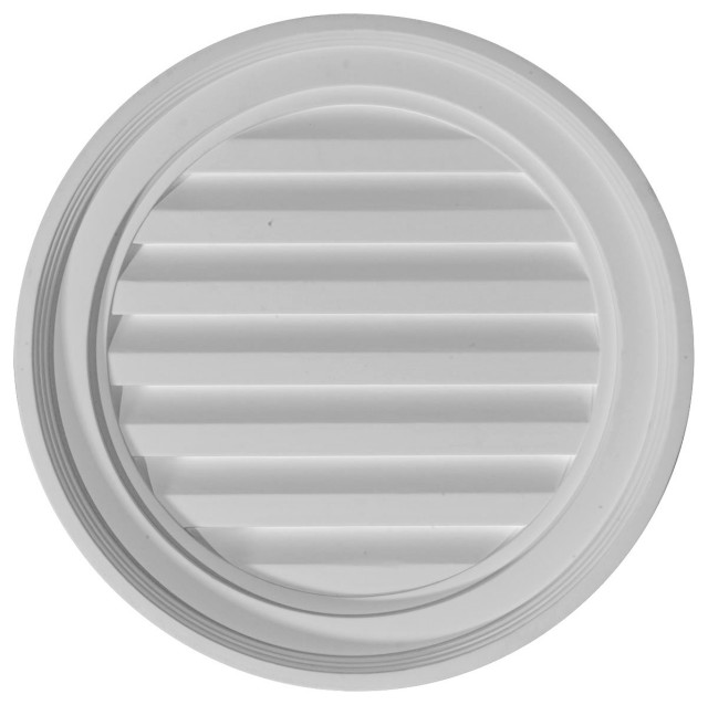 Round Gable Vent Louver, 18"Wx18"H, Functional