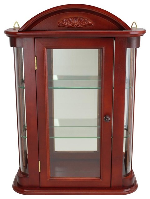 Rosedale Hardwood Wall Curio Cabinet Mahogany Finish