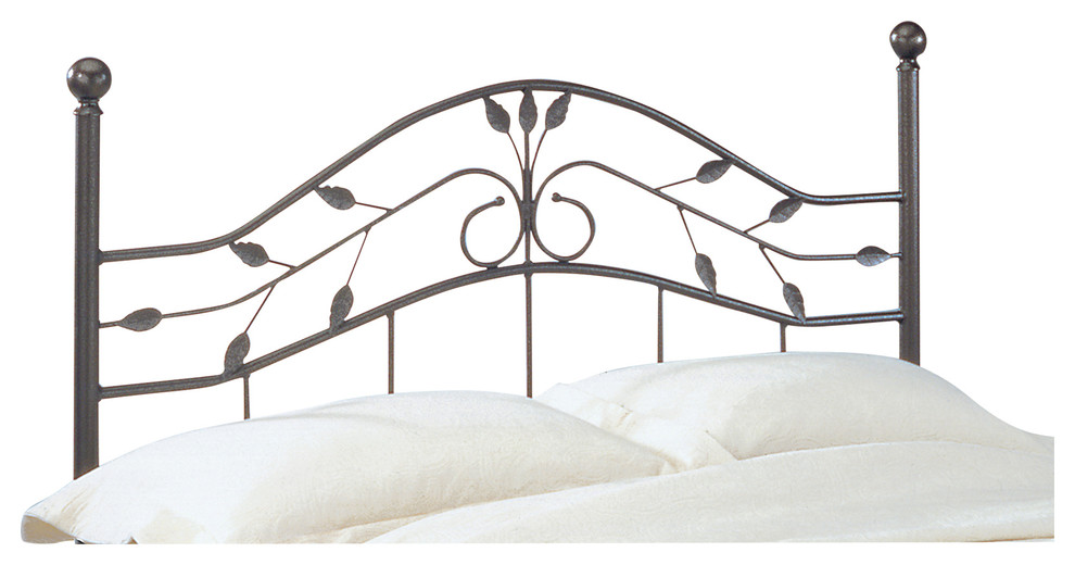 Sycamore Arched Metal Headboard With Leaf Pattern, Hammered Copper Traditional Headboards
