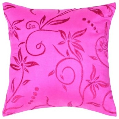 Rizzy Home Hot Pink Embroidery Details Decorative Throw Pillow