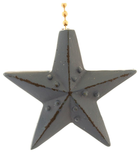 Navy Blue Barn Star Ceiling Fan Pull Decorative Light Chain Double