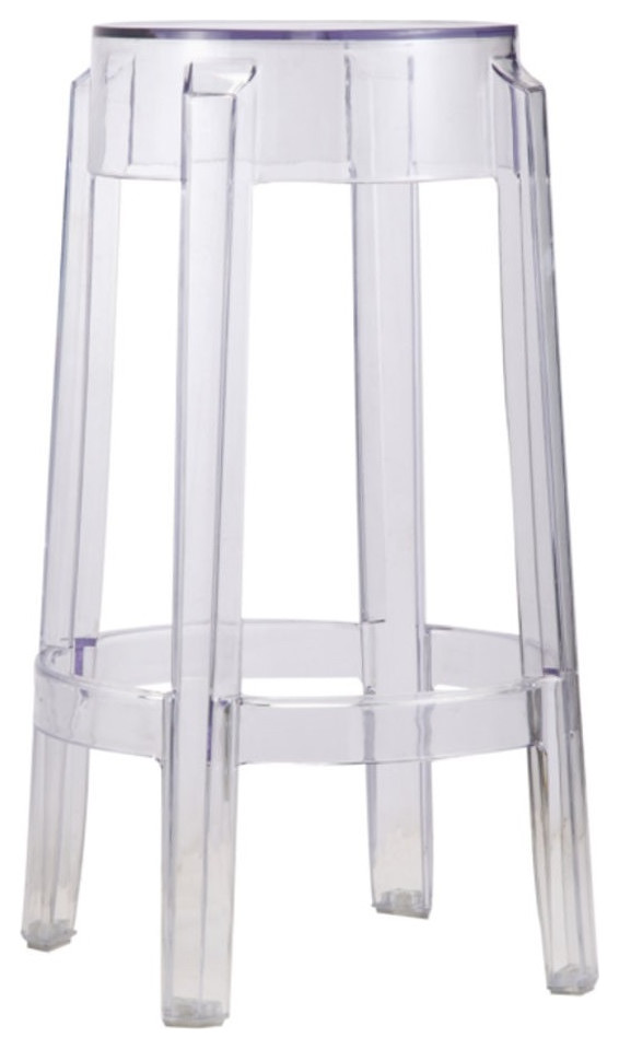 Ghost Stool Backless, 30" Contemporary Outdoor Bar Stools And