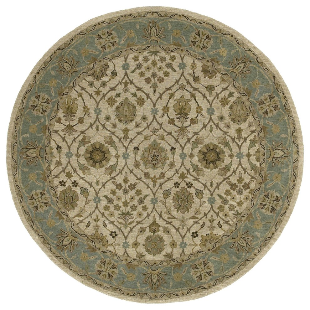 Kaleen Tara Rounds Collection Rug, Ivory, 7'9" Round Mediterranean