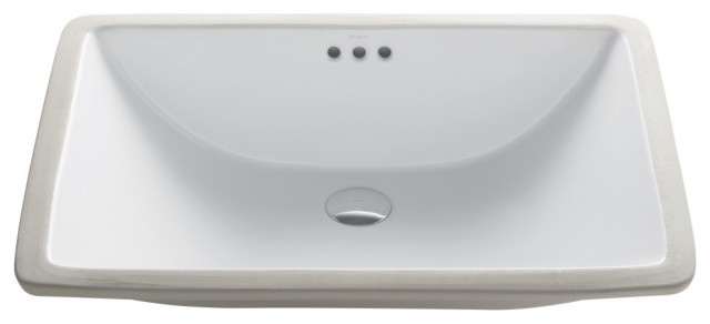 Elavo Ceramic Rectangle Undermount Bathroom Sink, White