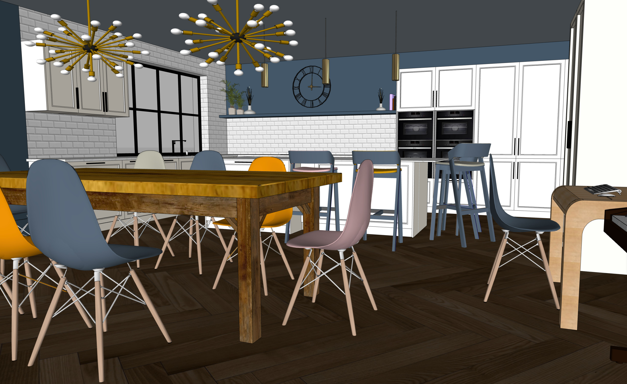 contemporary kitchen 3D render Sketch Up Pro Interior Design