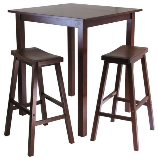 Winsome Wood Parkland 3-Pc Square High/Pub Table Set With 2 Saddle Seat Stools