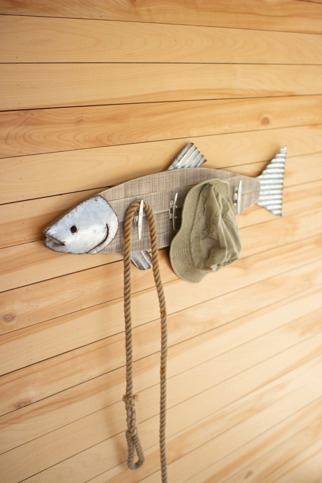 Kalalou Cgu2448 Wood & Metal Fish Coat Rack Coatracks And Umbrella