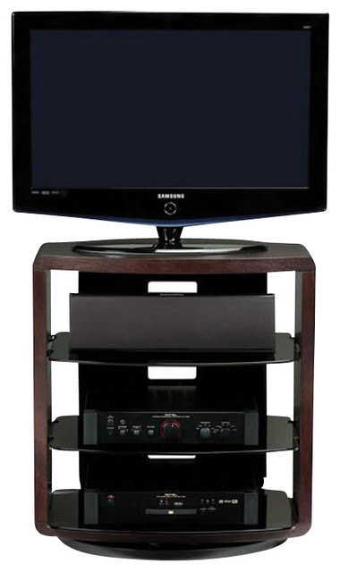 BDI Valera Single Wide 4 Shelf Swivel TV Stand in Espresso Oak