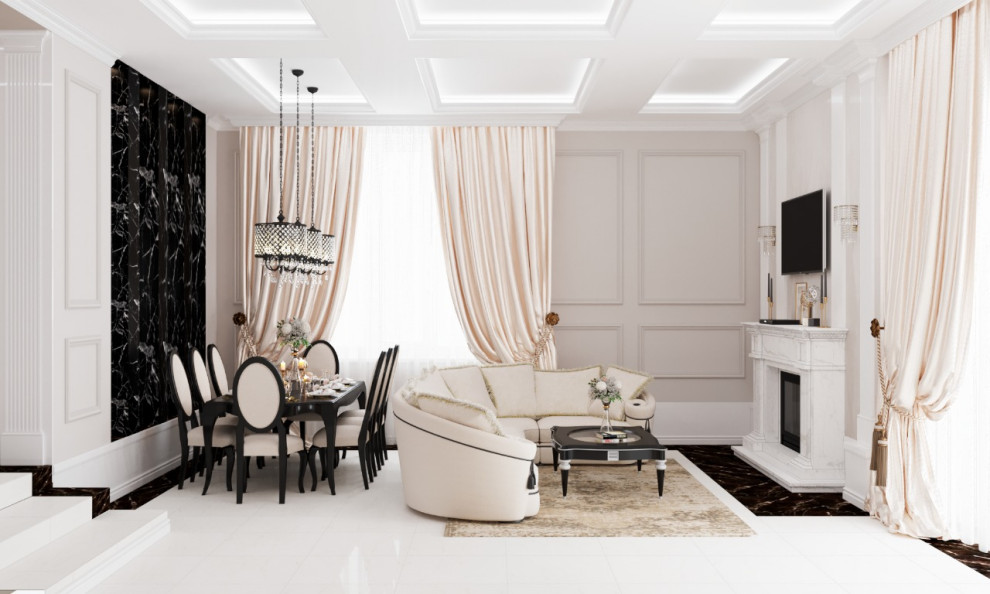 Загородный дом (кухня,гостиная) в стиле арт деко