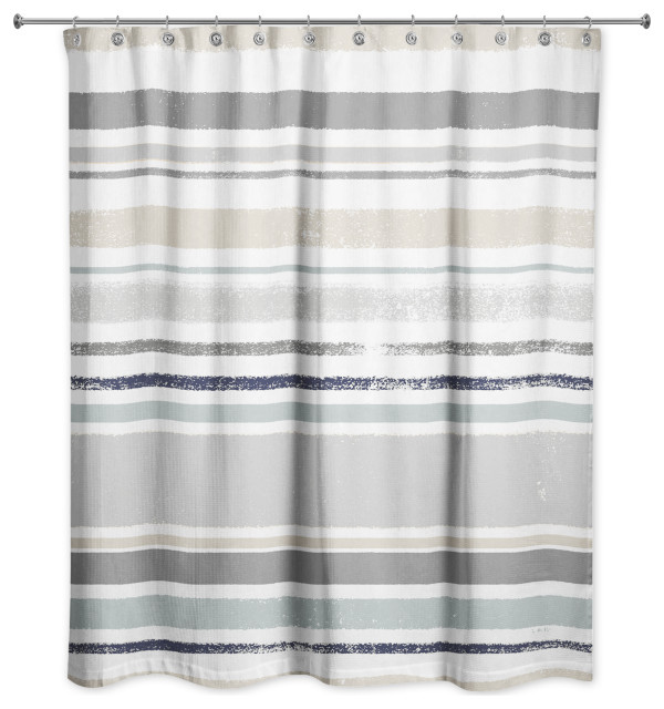 Shades of Blue Stripes 71x74 Shower Curtain