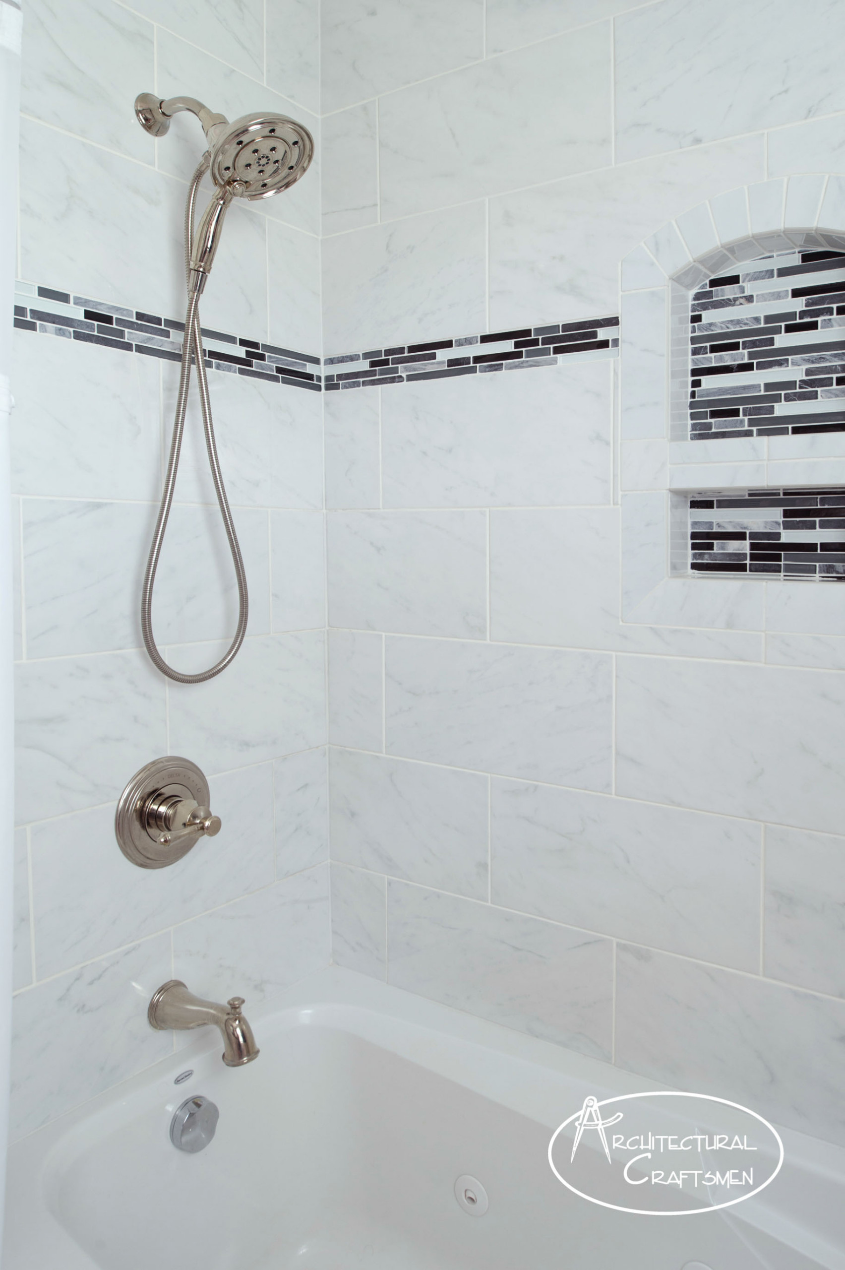 Traditional White and Gray Bathroom