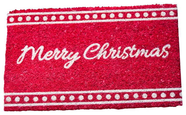 Red Christmas Hand Woven Coconut Fiber Doormat