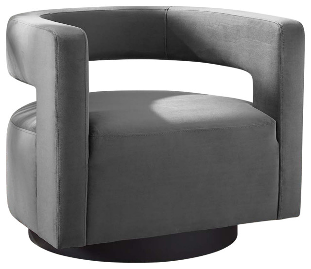 Spin Cutaway Performance Velvet Swivel Armchair Transitional