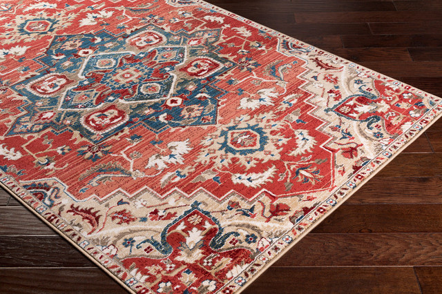 Crafty Traditional Burnt Orange Dark Red Area Rug 3 X5