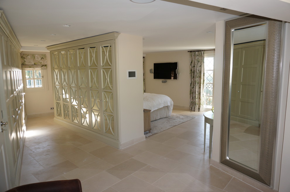 This is an example of a transitional bedroom in London.