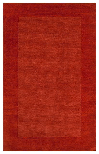 Hand-crafted Orange Tone-On-Tone Bordered Pechora Wool Rug (5' x 8')