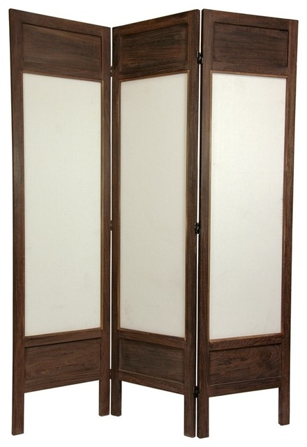 5.5 ft. Tall Solid Frame Fabric Room Divider (3 Panels / Burnt Brown)
