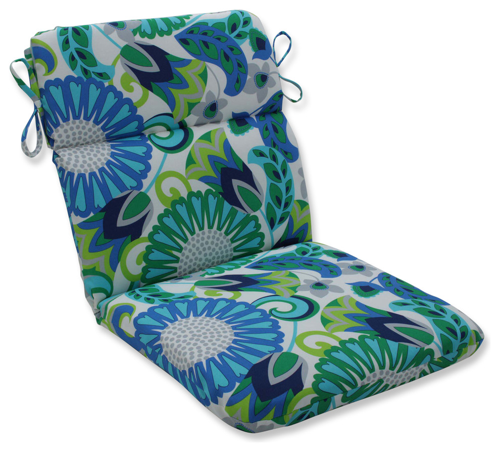 Outdoor/Indoor Sophia Turquoise/Green Rounded Corners Chair Cushion