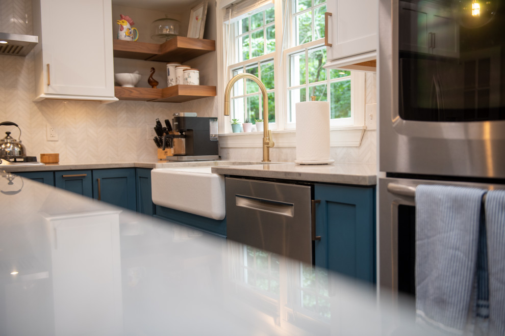 Kitchen with Stunning Waterfall Island