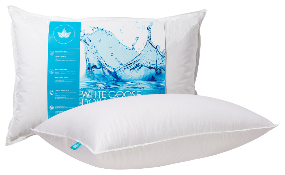 White Goose Down Pillow, Standard, Soft Support