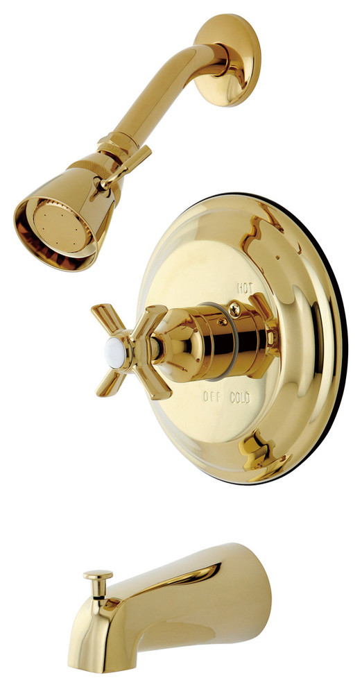 Millennium Tub/Shower Faucet, Polished Brass Transitional Tub And Shower Faucet Sets by