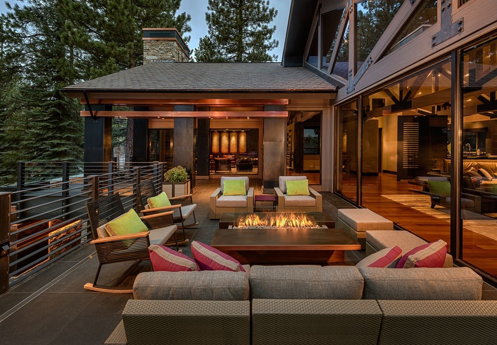 Design ideas for a large contemporary backyard deck in Sacramento with no cover.