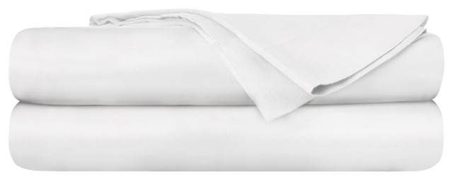 Delara GOTS 100% Organic Cotton Sheet Sets, 400TC, White, King, 108"x105"