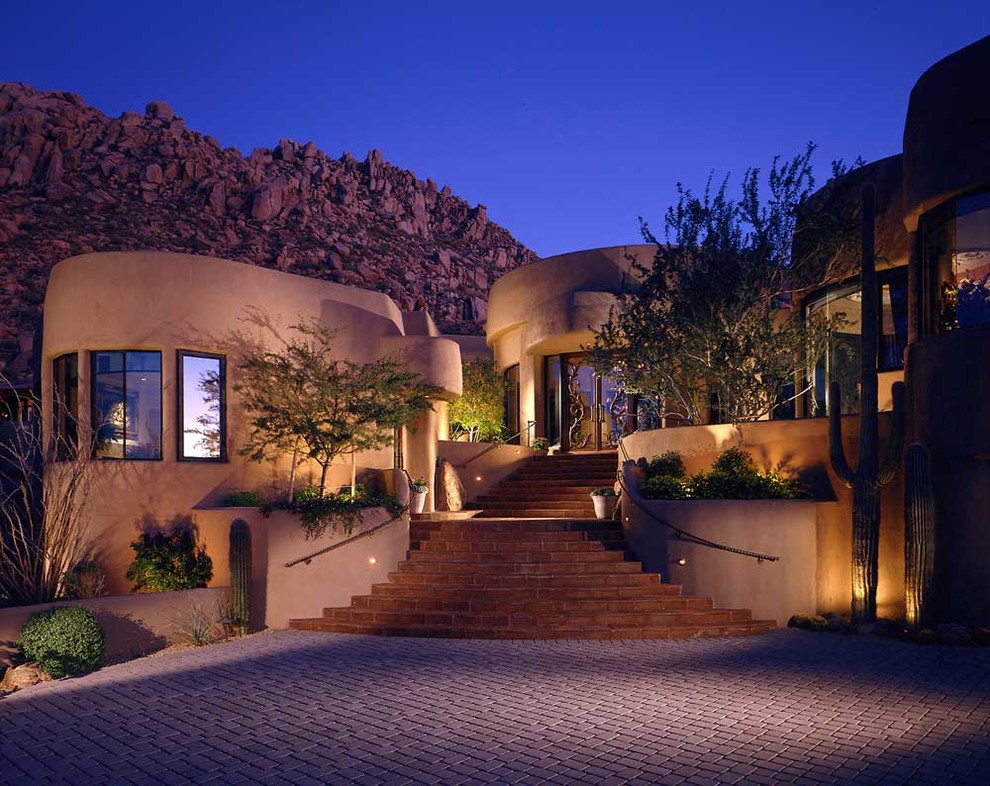 Large double front door photo in Phoenix with a dark wood front door