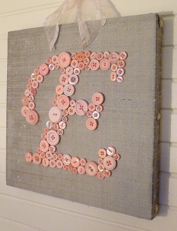 Baby Girl Button Monogram by Letter Perfect Designs