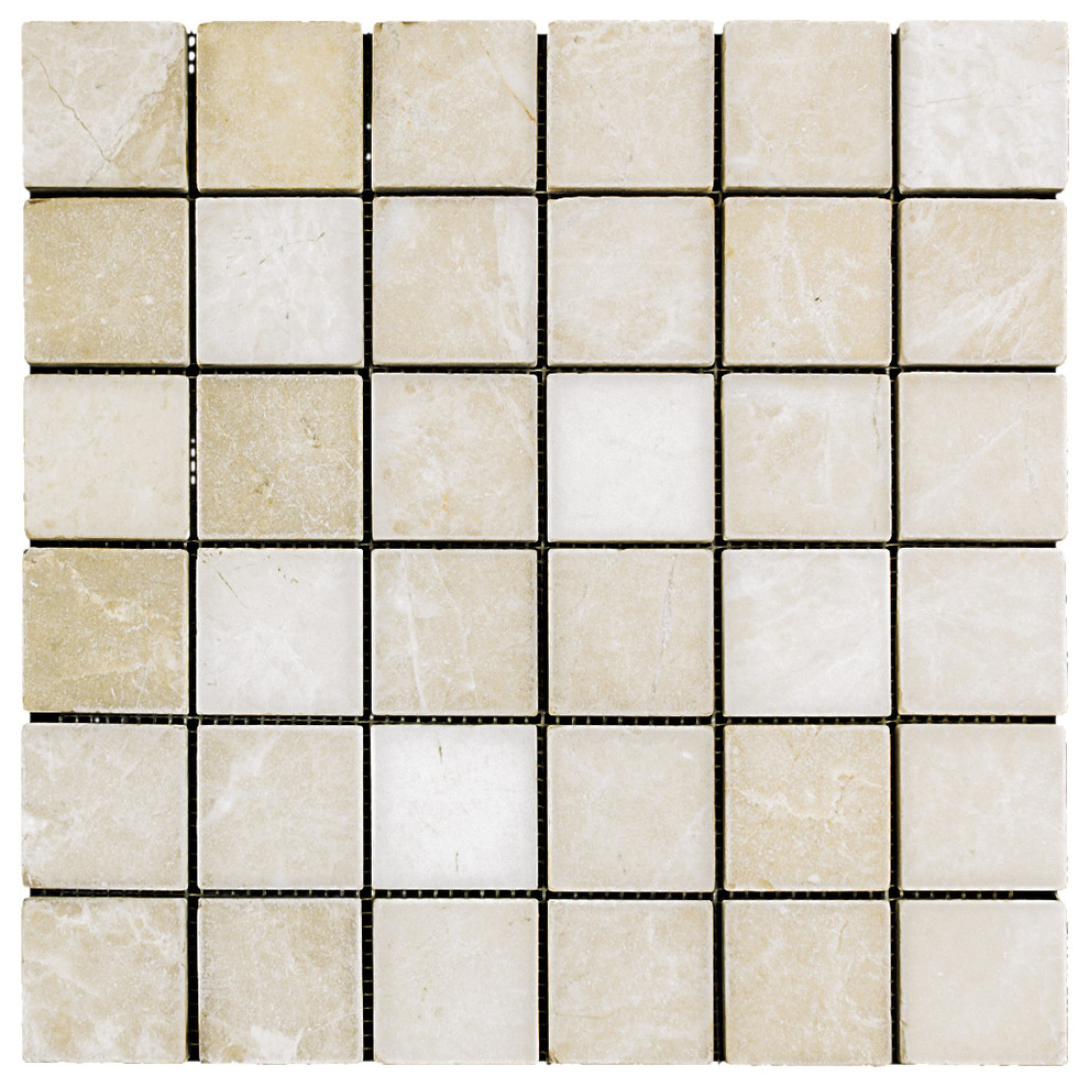Stonetileus 30 pieces (30 Sq.ft) of Mosaic Botticino 2x2 Tumbled