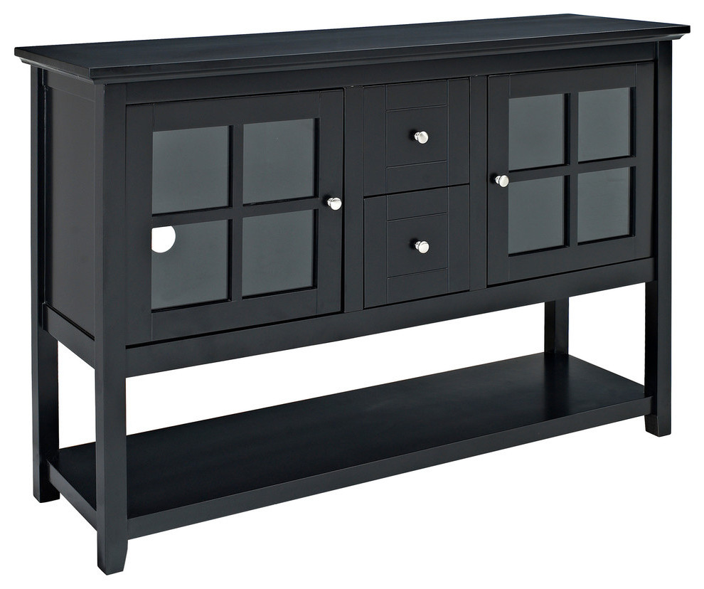 52 in. Wood Console Table TV Stand, Black