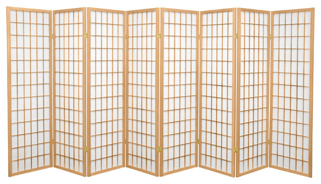 5' Tall Window Pane Shoji Screen, Natural, 8 Panels
