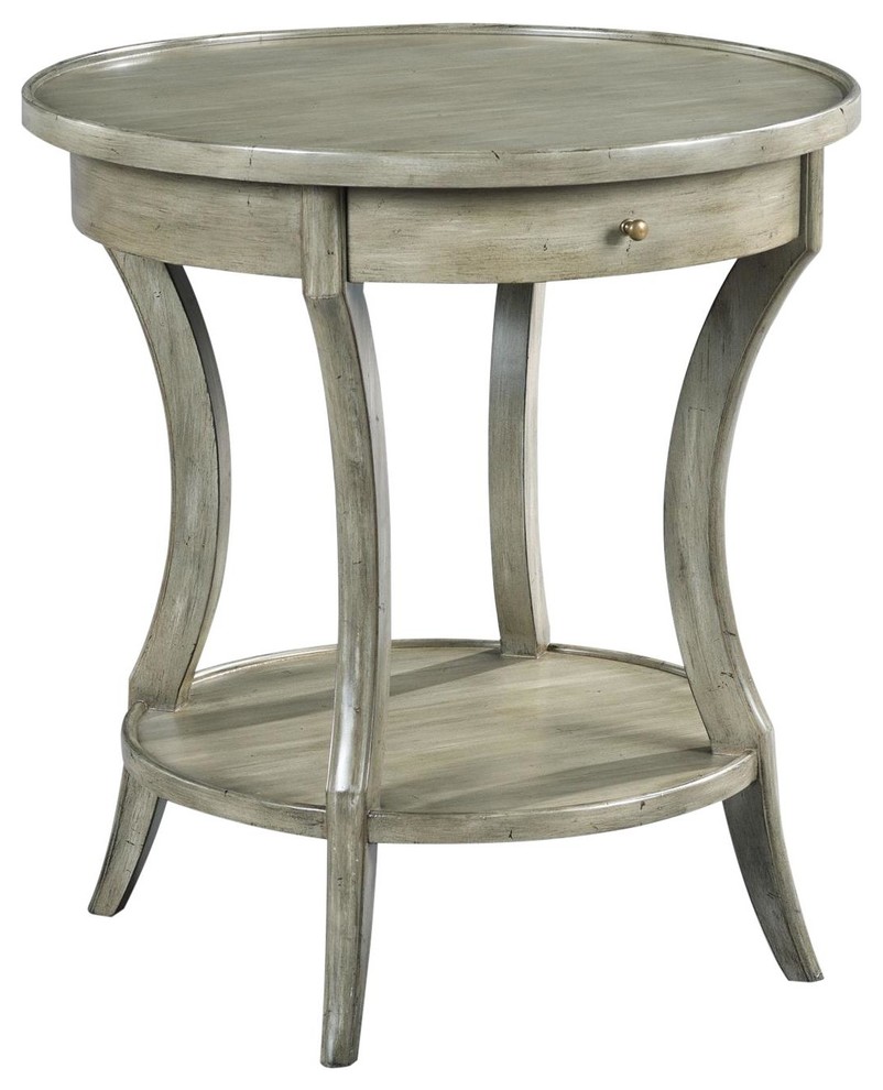 Side Table Woodbridge Gray Sahara Round, Round Side Table With Drawer And Shelf