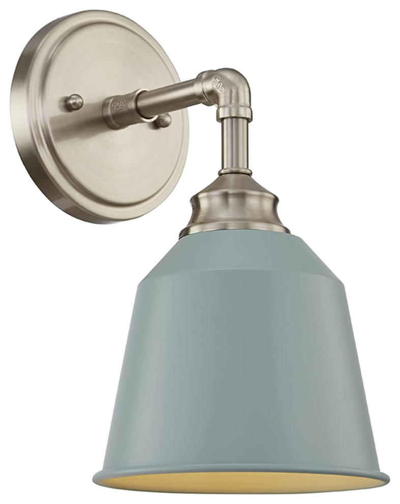 Light Vanity Light in Burning Gray with Painted Slive Metal Shade, 1