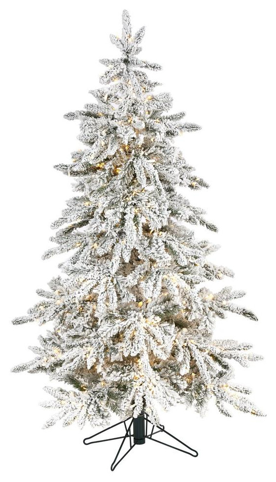 5' Flocked Colorado Mountain Fir Christmas Tree/300 Warm Microdot LED