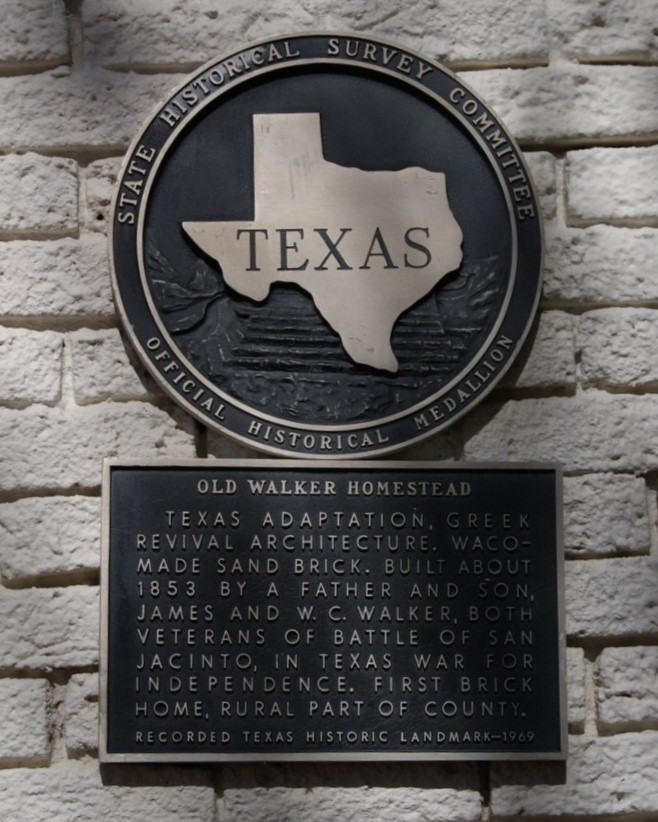 Old Walker Homestead - TEXAS HISTORICAL MARKER - First Brick Home